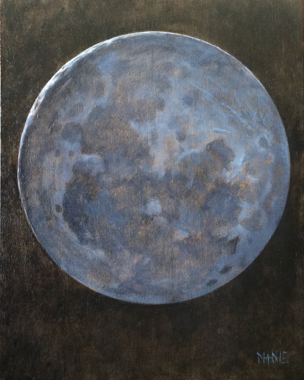 Maan, Grijs (olieverf op paneel 20 x 25 cm)
