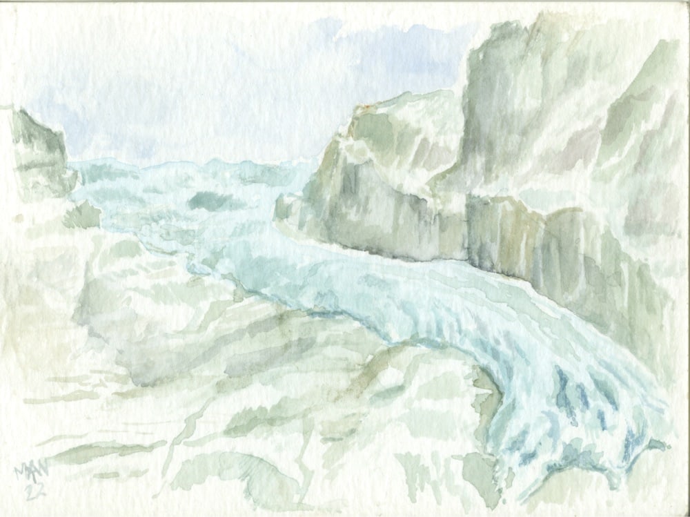 Gletsjer Fenetre d’Arpette (aquarel 14×10,5 cm – 2022)