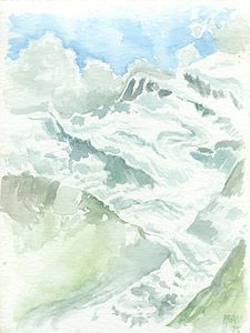 Gletsjer Grand Combin (aquarel 14×10,5 cm – 2022)