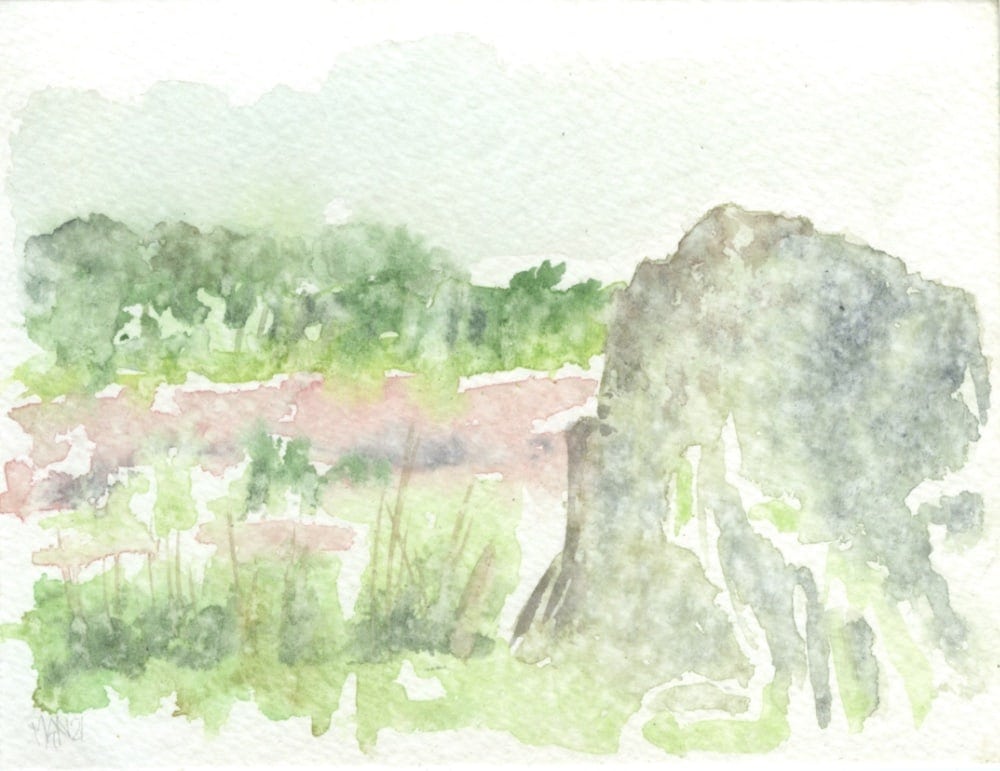 Hunebed bij Anloo, Strubben 1 (aquarel – 2021)