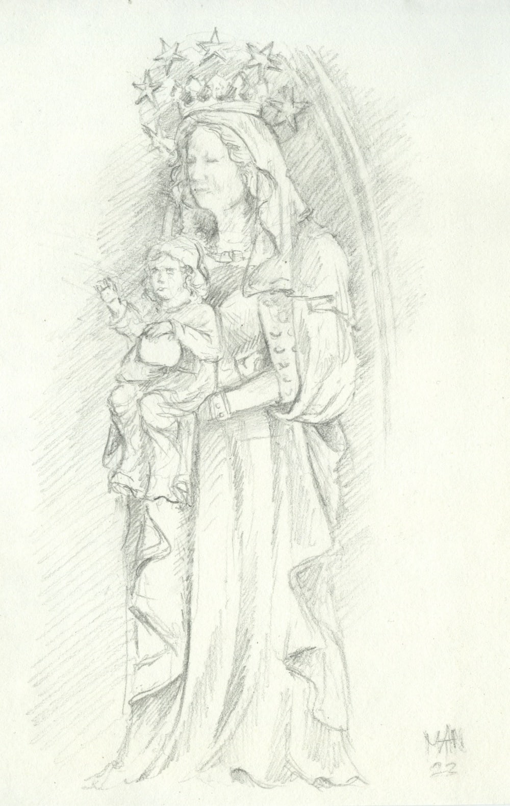 Maria met kind 2 Domenicuskerk (potlood)