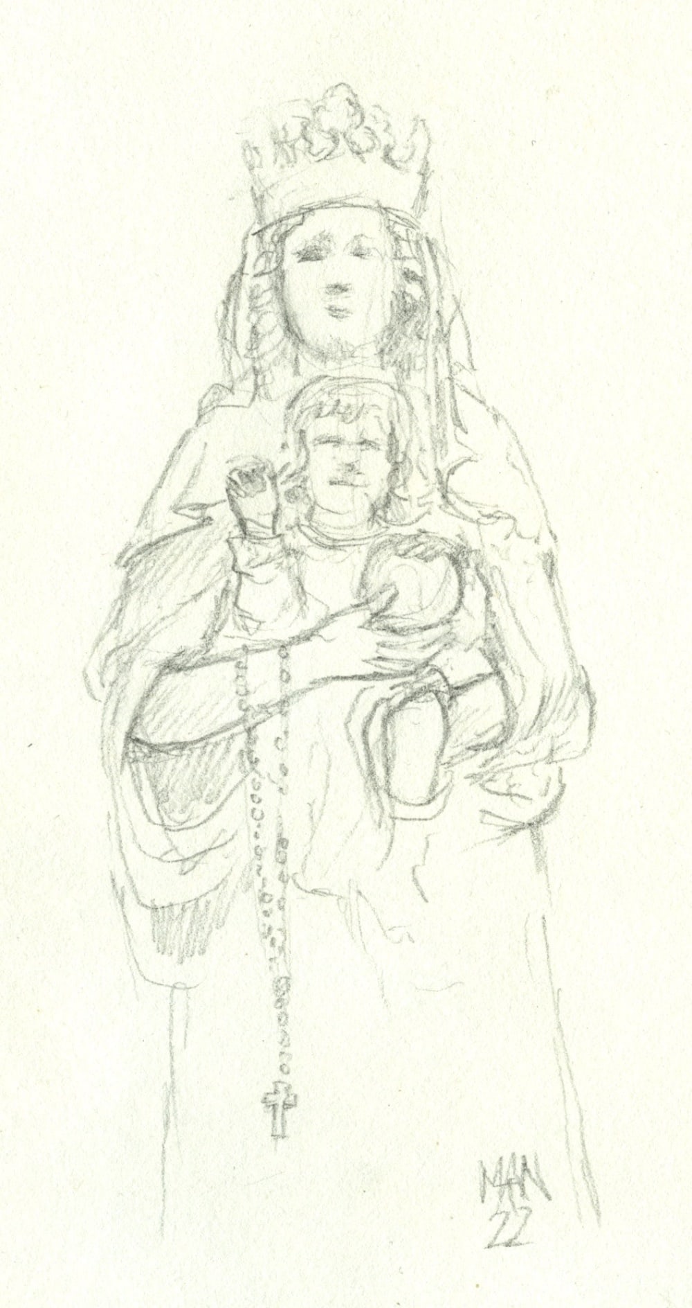 Maria met kind Domenicuskerk (potlood – 2022)