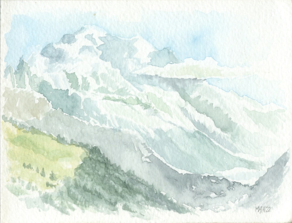 Mont Blanc (aquarel 14×10,5 cm – 2022)